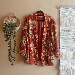 Daniel Rainn Anthropologie Red Floral Blazer 3x